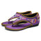 Colorful Handmade Stitching Comfort Clip Toe Women Hawaiian Flat Sandals - Purple