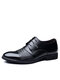 Men Stylish Cap Toe Alligator Lace Up Business Casual Dress Shoes - Black