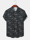 Mens All Over Hand Painted Print Street Short Sleeve Shirts - Black