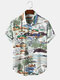 Mens All Over Plant Landscape Print Holiday Short Sleeve Shirts - Green