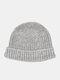 Unisex Knitted Solid Color Striped Jacquard All-match Brimless Beanie Landlord Cap Skull Cap - Gray