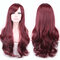 Red Brown Long Wavy Synthetic Wig With Side Bang High Temperature Fiber Cosplay Wigs For Women - Red