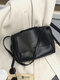 Women's Soft Faux Leather Temperament Commuter Large Capacity Flip Bag Retro Shoulder Messenger Bag Handbag - Black