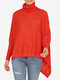 Chic Solid Color Loose Asymmetrical Turtleneck Sweater - Red