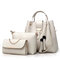Women Three-piece Set Tassel Handbag Crossbody Bag - White