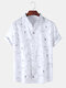 Mens Hot Stamping Bronzing Business Casual Short Sleeve Shirt - White