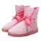 Candy Color Two Way Wearing Flat Ankle Bowknot Snow Boots - Pink