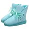 Candy Color Two Way Wearing Flat Ankle Bowknot Snow Boots - Blue