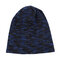 Men Women Warm Wool Knit Bonnet Comfortable Thick Stripe Beanie Hats Outdoor Windproof Caps  - Blue