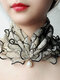 Vintage Elegant Artificial Pearl Pendant Crimping Printed Multifunctional Dacron Highly Elastic Scarf Necklace - #07