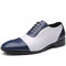 Men Leather Splicing Non Slip Business Casual Formal Shoes - Blue