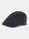 Men Cotton Stitching British Style Casual Sunshade Beret Flat Hat Forward Hat - Black