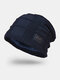 Men Wool Plus Thick Winter Keep Warm Windproof Knitted Hat - Navy