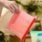 Silicone Fresh-Keeping Bag Vacuum Sealed Bag Food Frozen Storage Bag Refrigerator Food Fruit 1000ML - Red