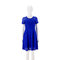 temperament fashion round neck short-sleeved lace dress - Blue