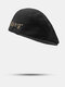 Unisex Knitted Solid Letter Embroidered Anti-wear Vintage Breathable Beret Flat Cap - Black