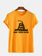 Mens Snake Letter Printed Casual Short Sleeve T-shirt - Yellow