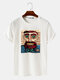 Men Cotton Cartoon Character Printed Casual T-Shirt - White