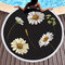 Daisy Sunflower مستدير Beach Towel blanket Hawaii Hawaiian Tropical Large Microfiber Terry Beach مستديرie Palm Circle Picnic Carpet Yoga حصيرة مع هامش - #4