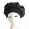 Women Elastic Sleeping Hat  Headband  Beanie Cap Hair Care Beanie  - Black
