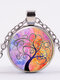 Vintage Gemstone Glass Printed Women Necklaces Colored Tree Of Life Pendant Necklaces - #05