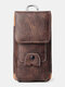 Men Vintage EDC Light Weight Earphone Storage Faux Leather Belt Bag - Brown