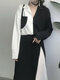 Fashion Patchwork Long Sleeve Lapel Plus Size Shirt With Pocket - Black