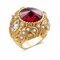 Vintage Finger Rings Round Gemstone Zircon Gold Geometric Rings Ethnic Jewelry for Men - Red