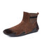 Men Microfiber Leather Inside Zipper Soft Octopus Sole Ankle Sock Boots - Dark Brown