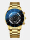 Decorated Pointer Men Business Watch Calendar Stainless Steel Leather Quartz Watch - #06