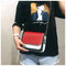 Laides Elegant Color Block Patchwork PU Leather Handbags Flap Crossbody Bags - Red