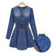Slim Slimming Elastic Waist Denim Dress A Word Skirt - Blue