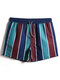 Mens Striped Quick-Drying Drawstring Beach Board Shorts With Pocket - Blue