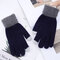 Women Winter Warm Thick Windproof Touch Screen Full-finger Gloves Fitness Driving Gloves - Navy