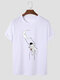 Mens Moon Astronaut Swing Print Crew Neck Short Sleeve T-Shirts - White