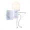 Applique Murale Robot Lumineux Vintage Industriel Splink avec Porte-Douille E27 - blanc