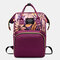 Women Canvas Casual Mummy And Kids  Patchwork Backpack - Purple