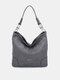 Women Vintage Faux Leather Solid Color Large Capacity Waterproof Handbag Shoulder Bag Tote - #02