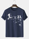 Mens Cotton Number Letter Print Crew Neck Short Sleeve T-Shirts - Navy