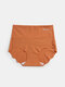 Women Solid Ice Silk Seamless Antibacterial Breathable High Waist Abdomen Control Panties - Brown