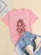 Pink Dragon Graphic Short Sleeve Crew Neck Oversized T-shirt - Pink