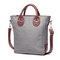 Women Patchwork Oxford PU Leather Handbag Shoulder Bag Crossbody Bags - Gray