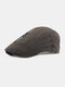 Men Cotton Zipper Decor Casual Sunshade Beret Flat Hat Forward Hat - Green