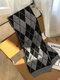 Unisex Cotton Knitted Color Contrast Argyle Pattern All-match Warmth Scarves - Gray