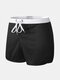 Mens Mesh Swim Trunks Arrow Pants Solid Color Breathable Sports Home Casual Shorts with Liner Pouch - Black