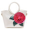 Casual Peal Patent Leather Coloful Flower Sweet Lady's Handbag Crossbag - White