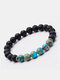 1/2 Pcs Vintage Classic Wooden Bead Frosted Natural Stone Combination Bracelet Personality Hand Braided Bracelet - #09