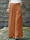 Casual Solid Pocket Gamba larga Pantaloni Per le donne - arancia