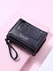 PU Leather Elegant Multiple Card Wristlet Wallet Large Capacity Tri-fold Coin Purse - Black