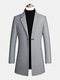 Mens Woolen Lapel Thicken Warm Casual Mid-Length Overcoats With Pockets - Gray